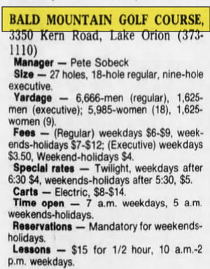 Bald Mountain Golf Course - Apr 11 1985 Listing